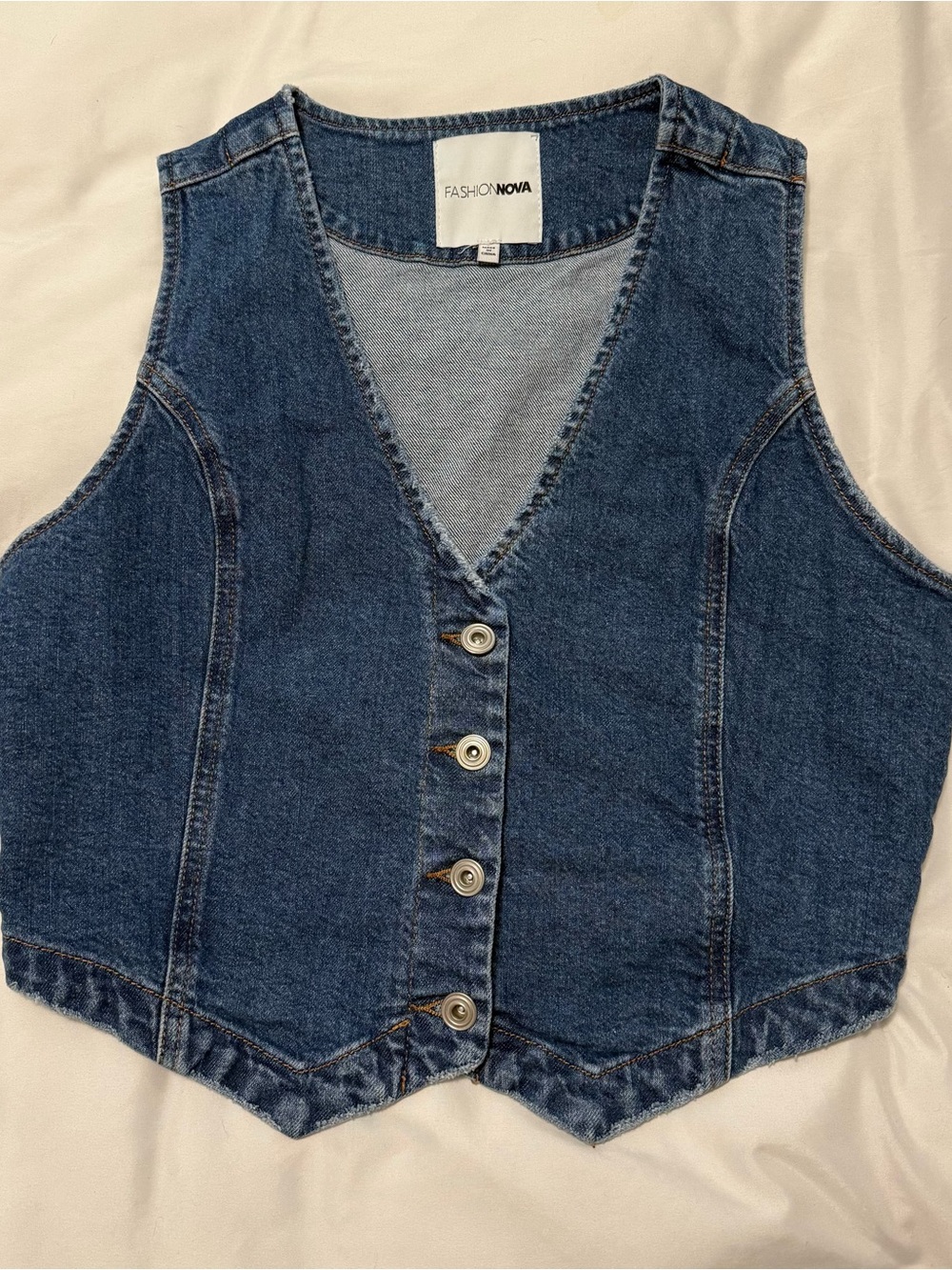 Fashion Nova Dark Blue Denim Vest